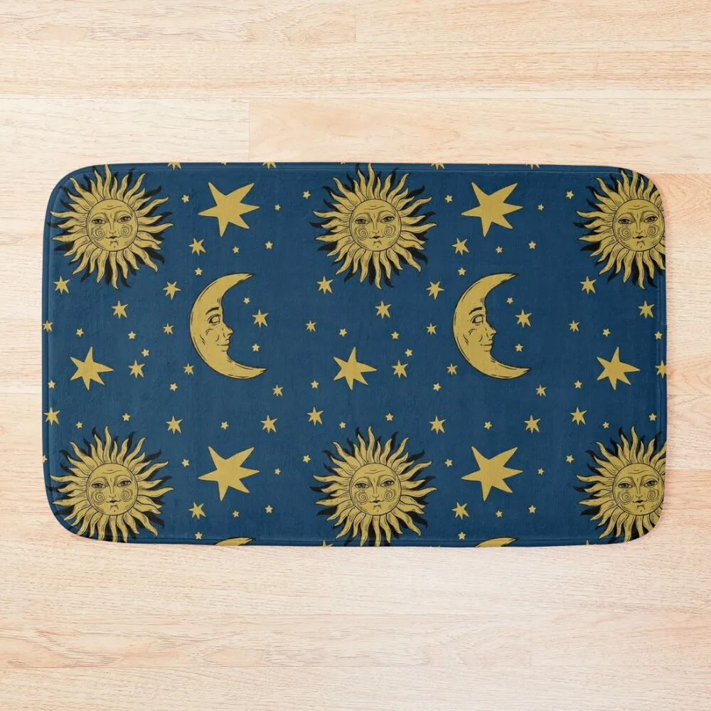 

90s Whimsi-goth Celestial Sun And Moon Pattern Bath Mat Bathroom Utensils Washable Non-Slip Kitchen Rug Mat