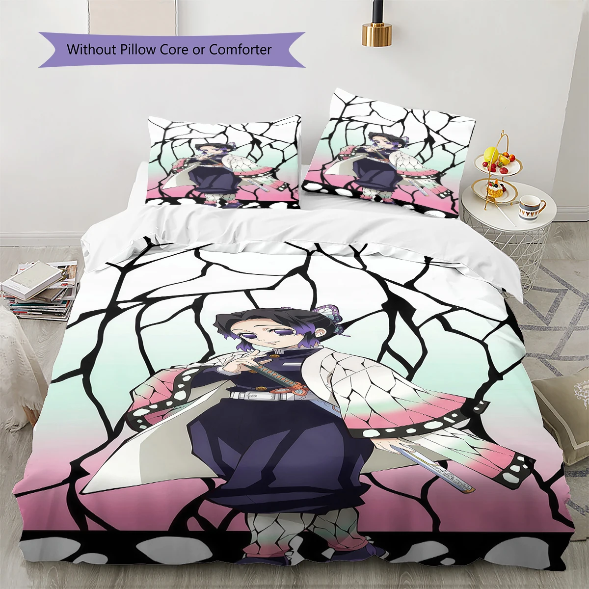 Demon Slayer Art Comfortable Soft Duvet Cover, Children Bedding Set Gift, Multiple Sizes -HE34
