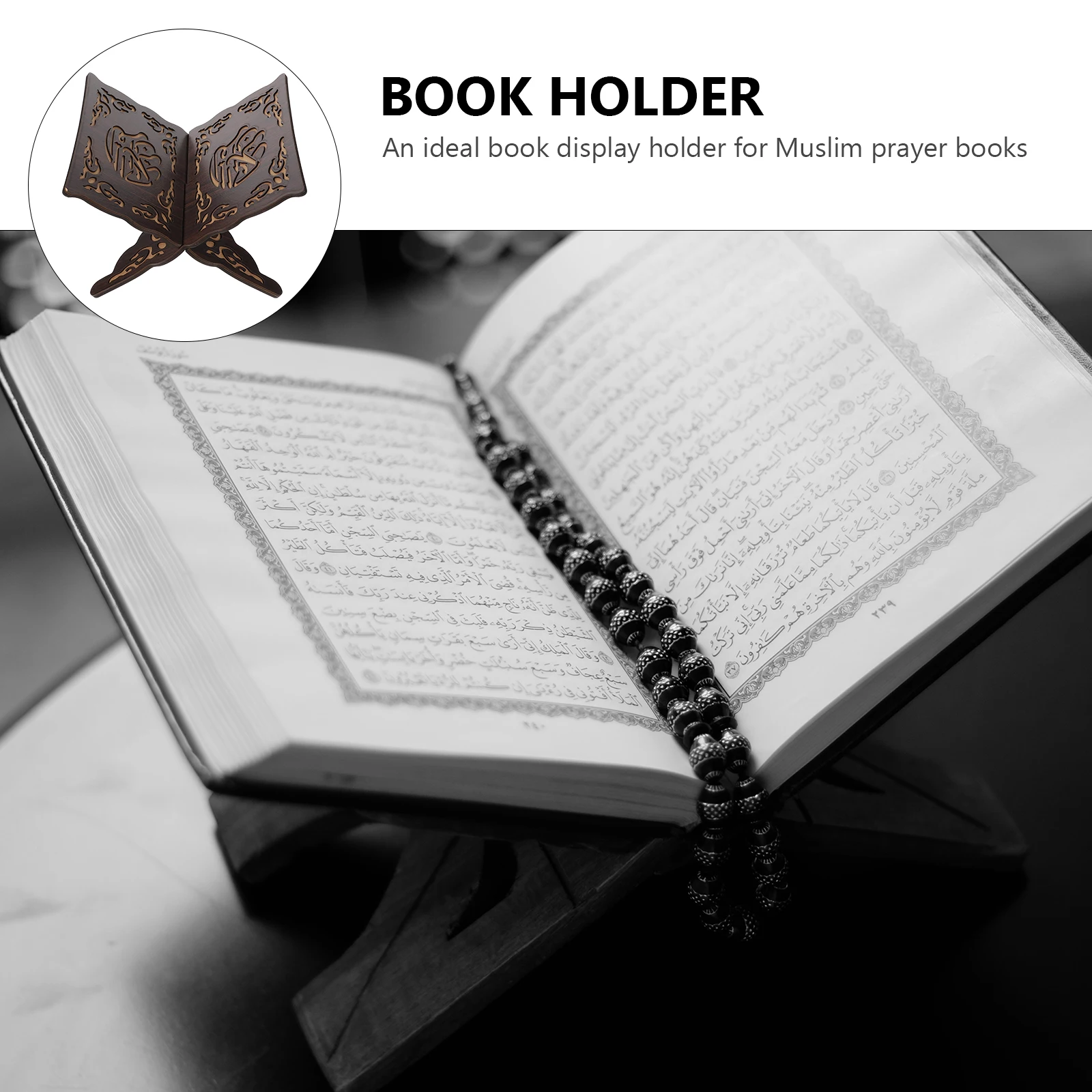 

Vintage Wooden For Muslim Prayer Books Islamic Religious Bookshelf Display Shelf Decorative Rack Carved Wood For Quran Display