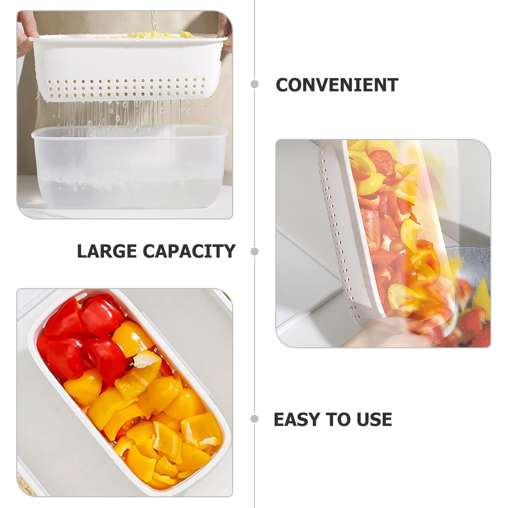 

Double Layer Colander Basket White Draining Kitchen Washing Food Fruit Vegetable Storage Strainer Removable Wall Mount Easy