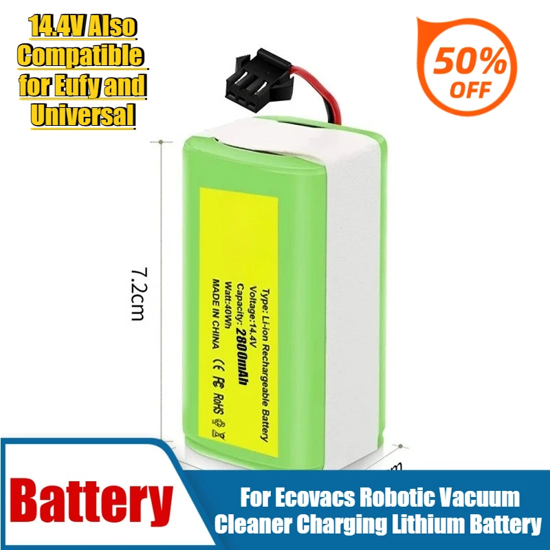 

For Ecovacs Robotic Vacuum Cleaner Charging Lithium Battery 14.4V Also Compatible for Eufy and Universal