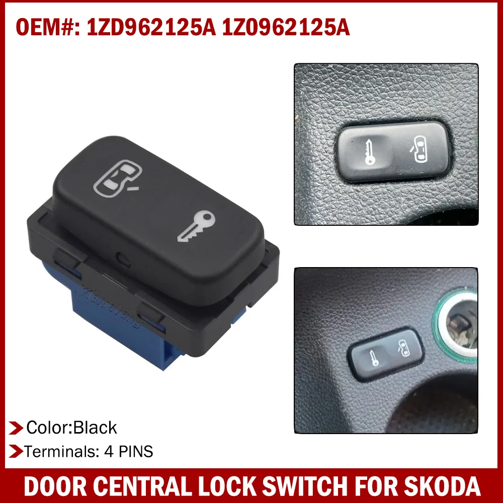 

Автомобильные аксессуары, черная кнопка центрального дверного замка 1Z0962125A, подходит для Skoda Octavia Mk2 1Z 2004-2013 Yeti 2010-2014