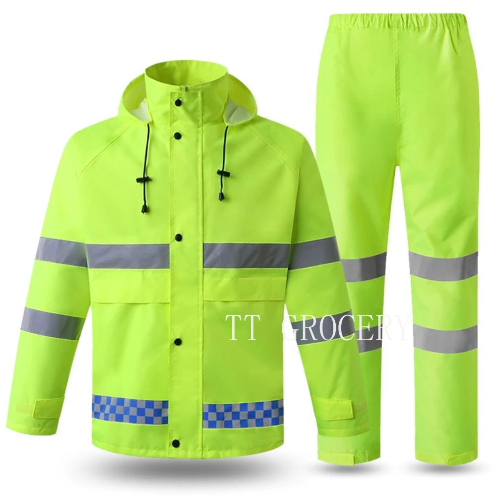 

Double-Layer Thickened Reflective Cold-Resistant Rainwear Set - Waterproof Safety Clothing for Traffic Duty Security Protection