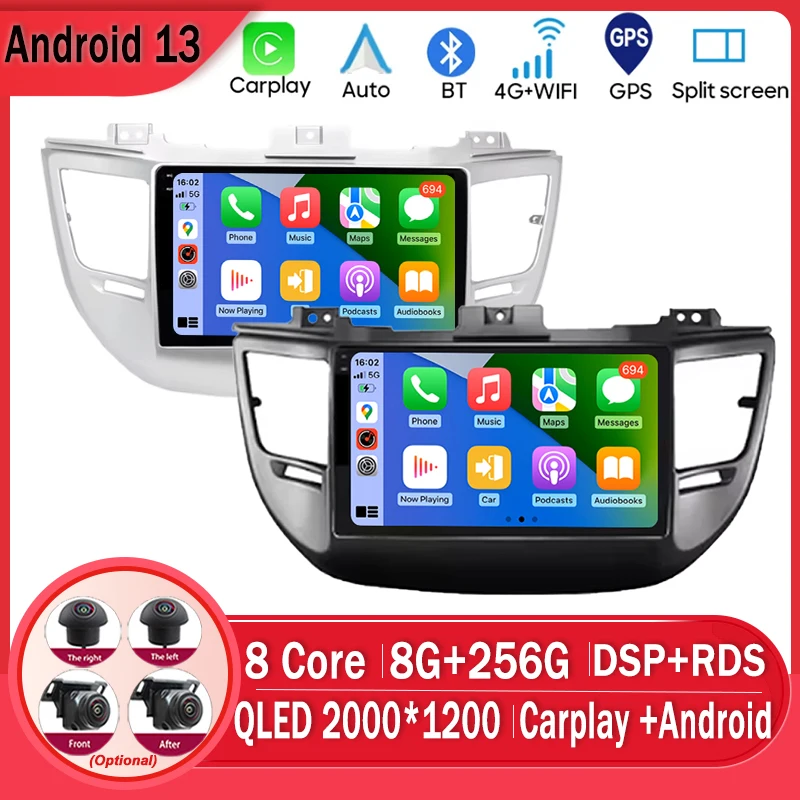 9Inch Android 13 Car Radio For Hyundai Tucson 3 ix35 2015 - 2018 Multimedia Video Player 4G WiFi GPS Navigation Carplay DSP