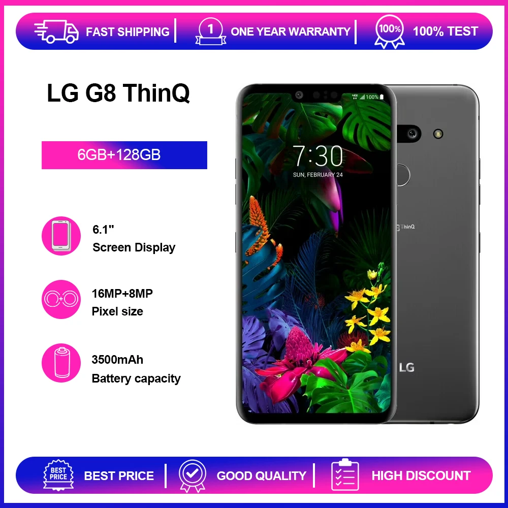 هاتف LG G8 ThinQ G820UM 4G أصلي 6.1 بوصة 16 ميجابكسل معرف الوجه بلوتوث أندرويد هاتف ذكي