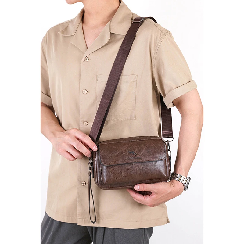 PU Leather Men'S Clutch Bag Long Wallet Mini Shoulder Handbag Square Storage Card Holder Phone Necessaire Pouch Hand Porter Bag