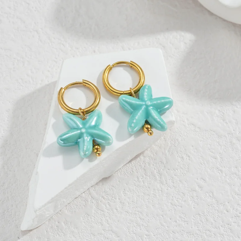 أقراط دوبامين من السيراميك والفولاذ المقاوم للصدأ العصرية، قلادات ملونة نابضة بالحياة، هدايا مجوهرات للشباب للنساء