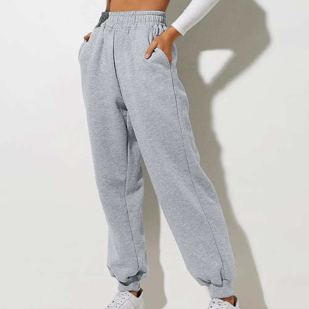 

Women Casual Trousers Cozy High-waisted Women's Sweatpants with Pockets for Fall Jogging Casual Wear Solid Color Pants