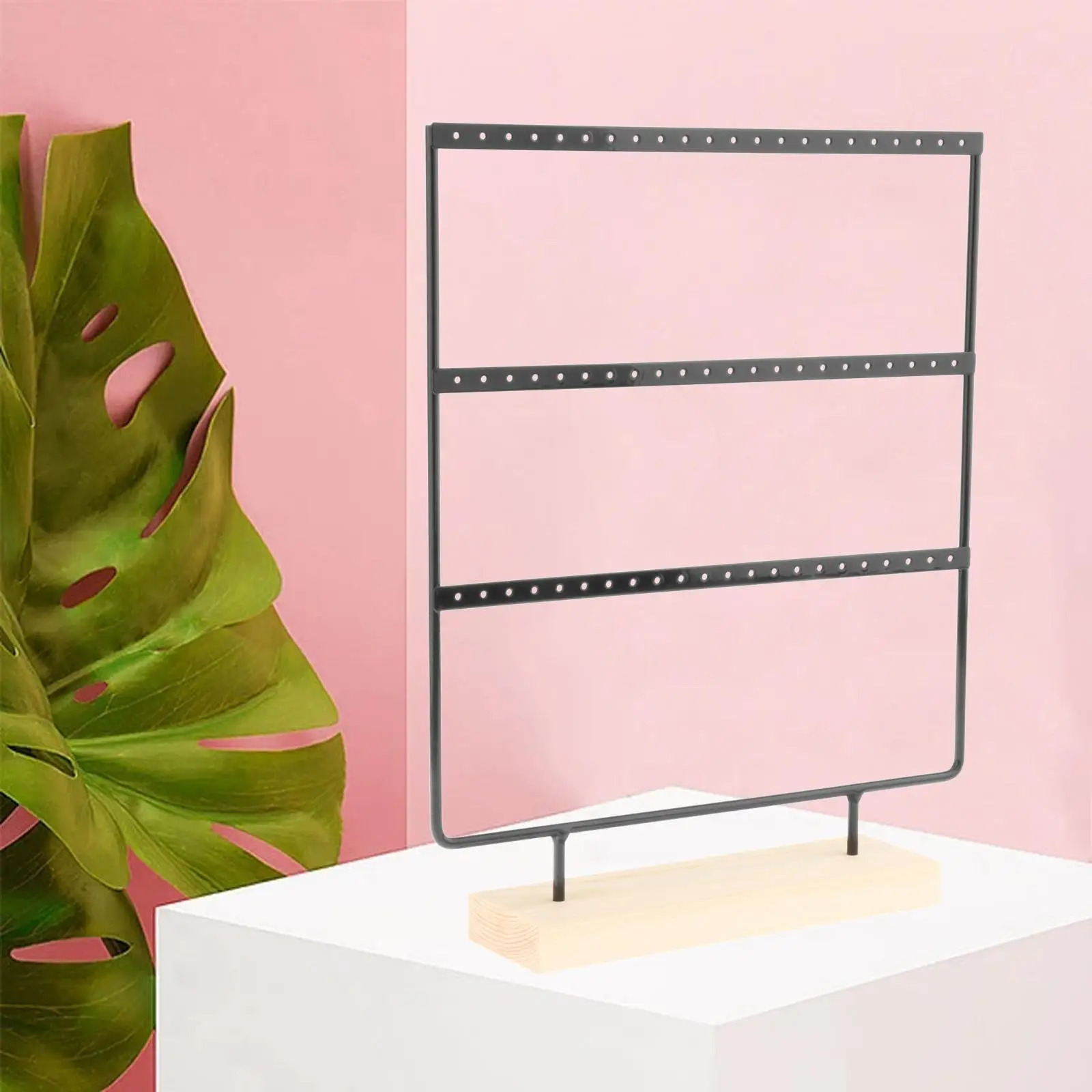 Earring Holder Stand 3 Layer Modern Gift Easy Disassembly with Wooden Base for