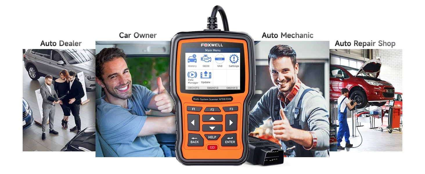 FOXWELL NT510 Elite Fit For VW Scan Tool Full System Diagnostic Scanner Bidirectional Scan Tool With 31+ Resets OBD2 Scanner