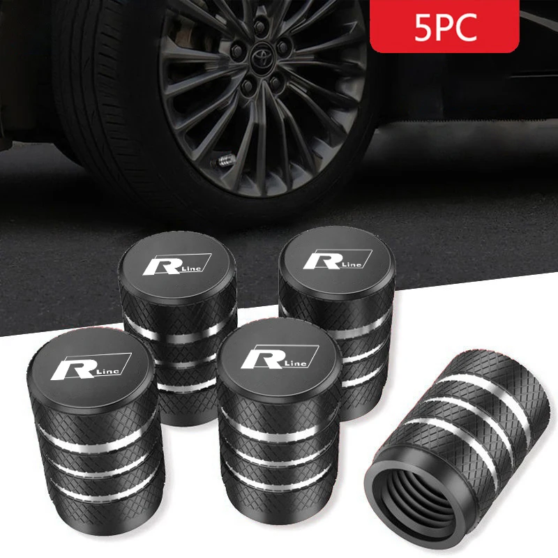 Fashion 5Pcs Car Wheel Tire Valve Stem Cover Dustproof Cap For Volkswagen VW R-line GTI R Polo Golf Passat Magotan Tiguan Jetta