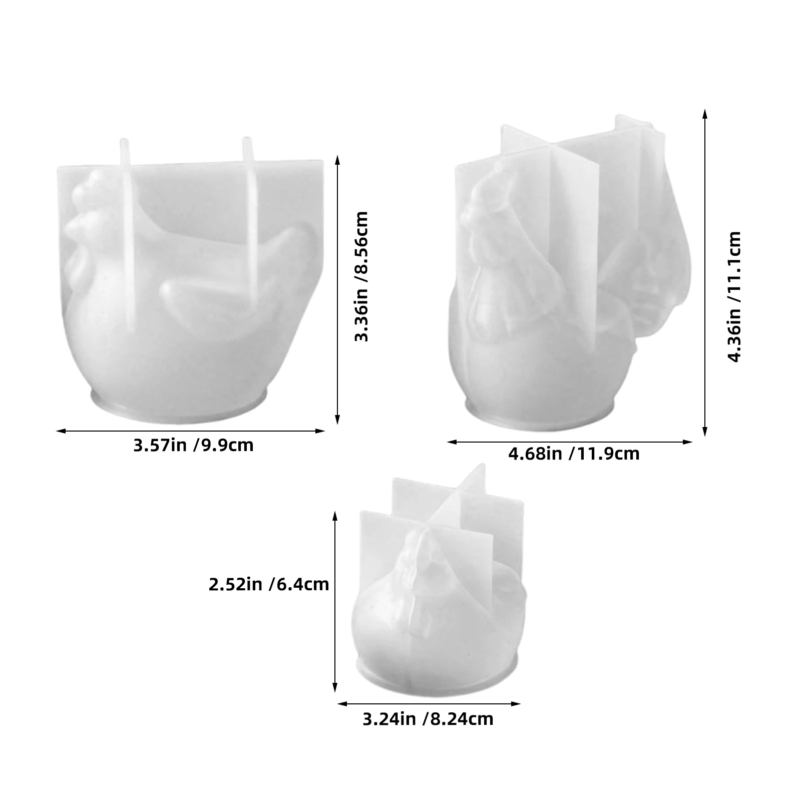 3 قطعة الإستنسل الديكور عيد الفصح الدجاج الشوكولاته قوالب الخبز عيد الميلاد الايبوكسي قالب الصب الحيوان سيليكون ثلاثية الأبعاد الراتنج