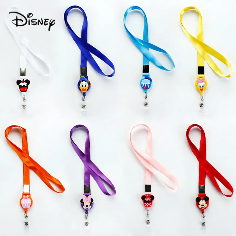 Disney Retractable Phone Lanyard Children Student ID Card Holder Nurse Chest Card Sleeve Clip Campus Card bus Card Lanyard