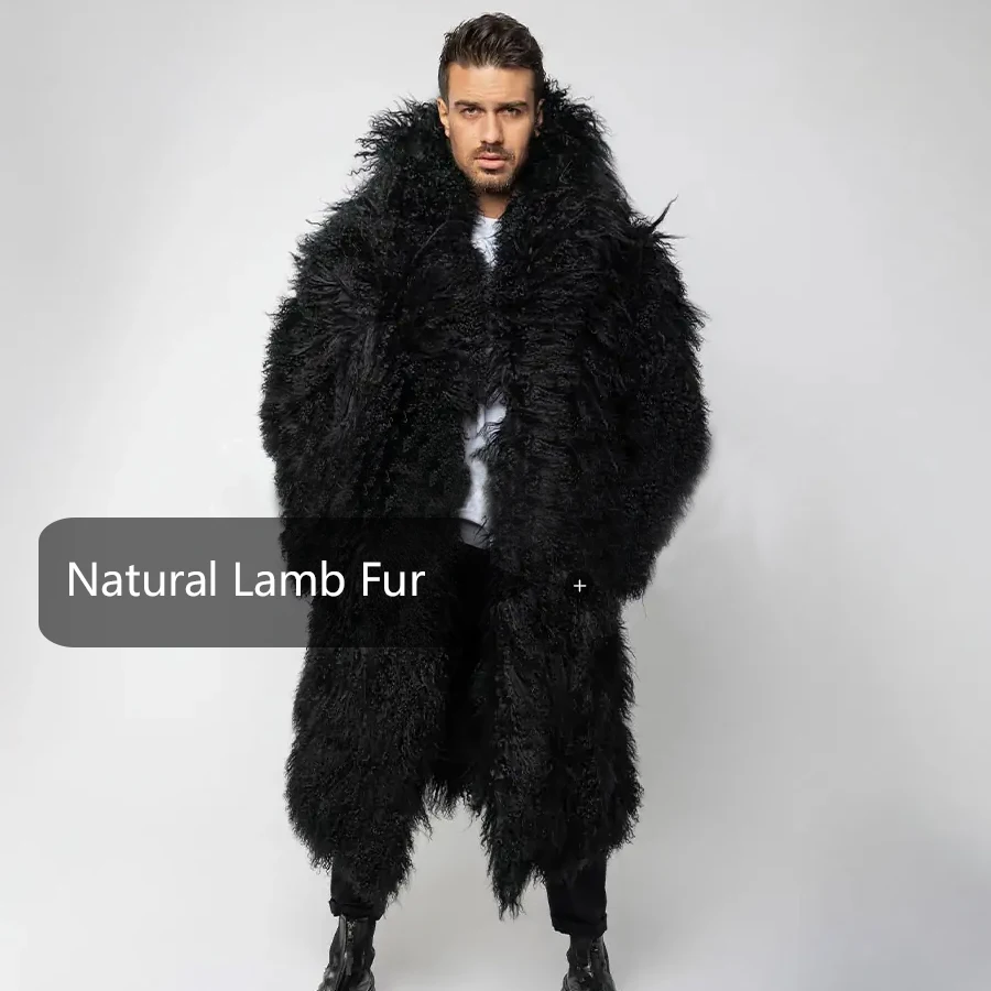 Cappotto da uomo in pelle di pecora naturale cappotto di pelliccia da uomo Extra lungo in vera pelle giacche di pelliccia mongola di lusso