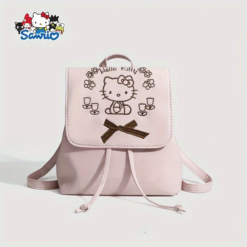 Sanrio series Hello Kitt Cartoon Backpack Cute Anime Girl Heart Backpack Fashionable Lazy Pink kawaii Sweet Fairy Wind backpack