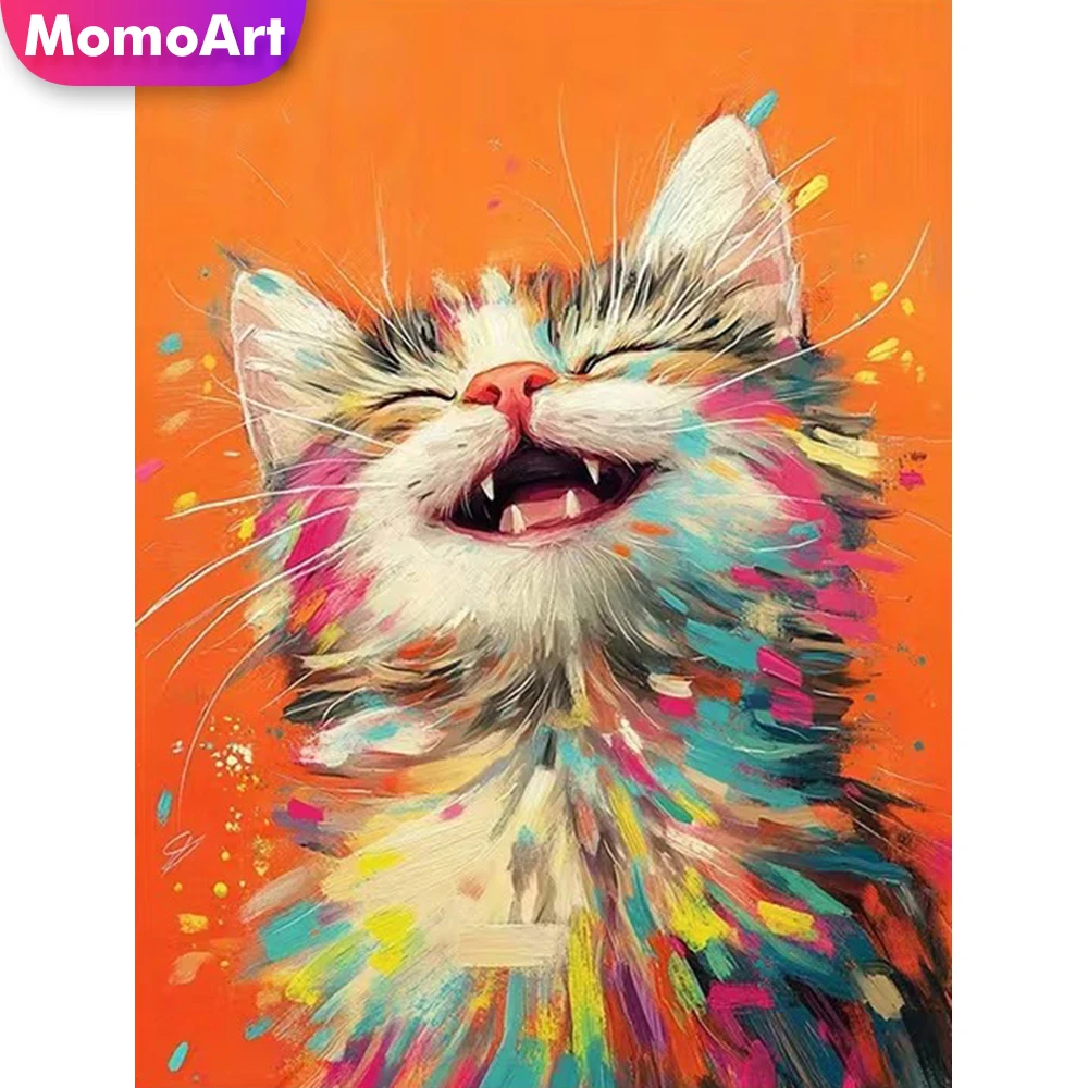 Momoart Diamantmalerei Katze Tier Acryl Bastelbedarf Bild Strass Diamant Mosaik DIY Stickerei Kunst Wanddekoration