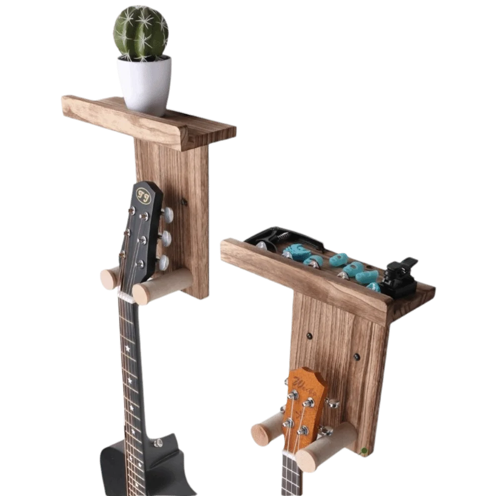 1pc Sturdy Guitar Wall Mount Hanger Wooden Scratch-Proof Guitar Wall Holders Save Spaces Musical Instrument Protection