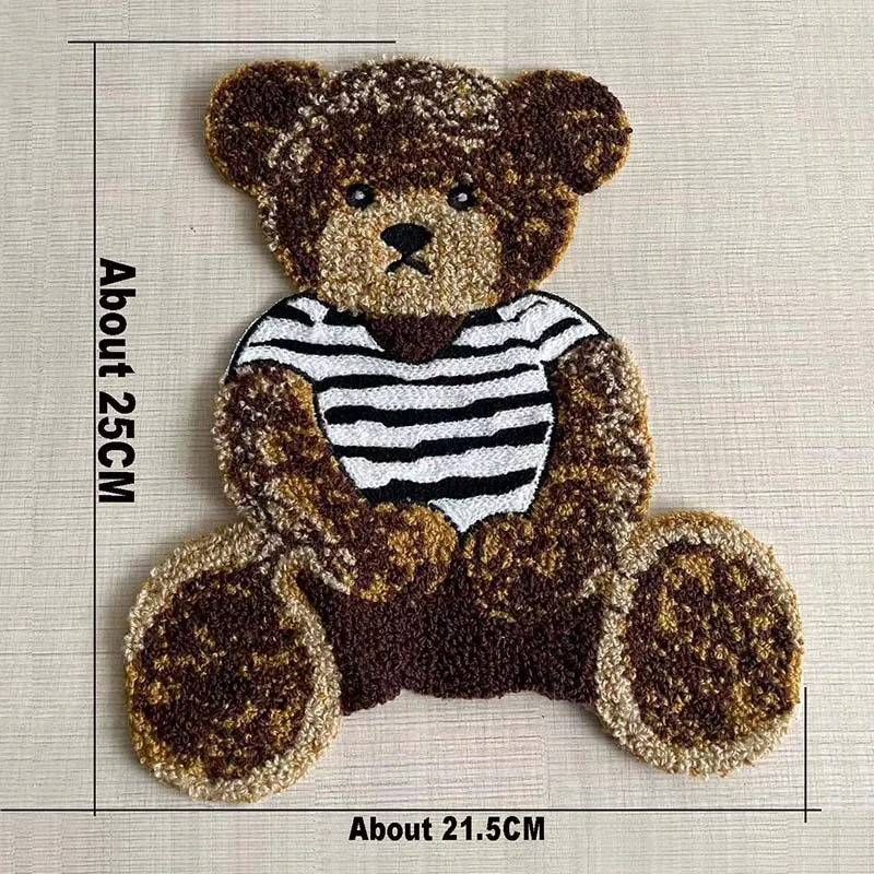 Cartoon Large Teddy Bear Chenille Sewing Patch Embroidery Applique Badge Stickers,Sew on Patches for Clothing Kids,Backpack