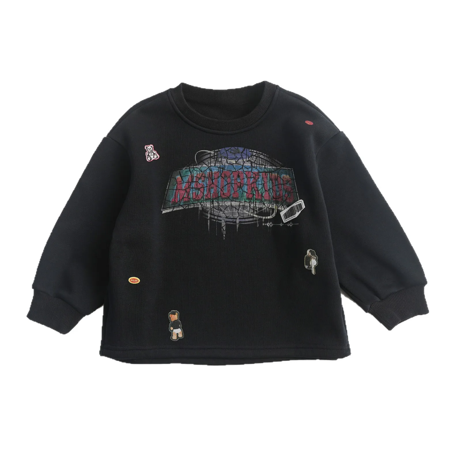 سترة الأولاد الأطفال المطبوعة الصوف العصرية رياضي فضفاض صالح أعلى الخريف الكورية فضفاضة عارضة جديدة عارضة جميع مطابقة