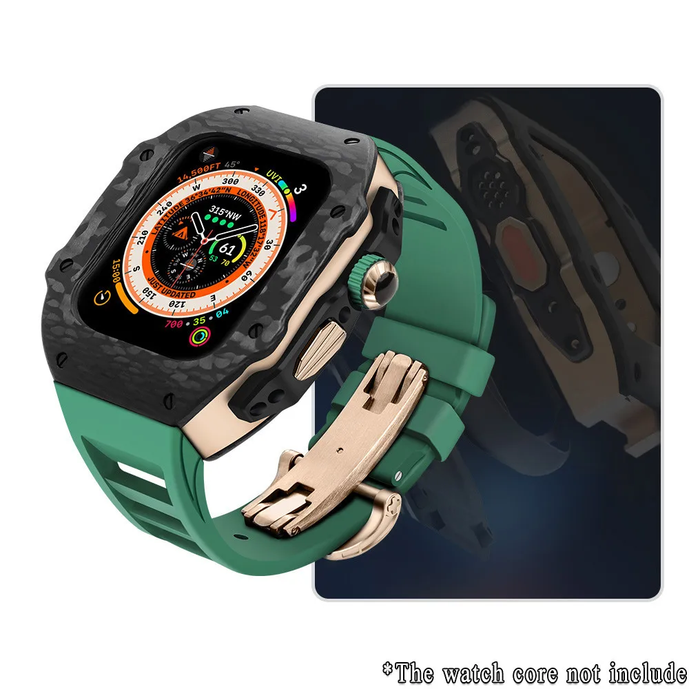 Luxe koolstofvezel modificatiekit compatibel voor Apple Watch Ultra3 49 mm 44 mm 45 mm Iwatch-serie 9 8 7 6 5 4 SE3/2/1 ultra 3