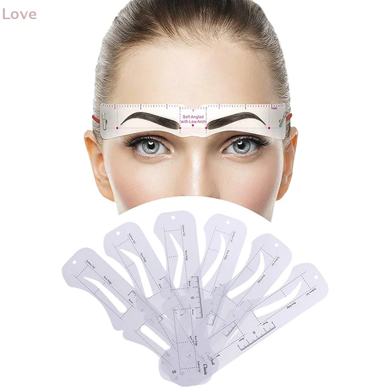 [L & P] Plantilla para cejas fija de 6 estilos, plantilla moldeadora de aseo, pegatinas reutilizables para sello de cejas, cosmético
