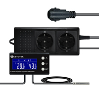 Digital Temperature Humidity Controller Outlet Relay Thermostat Hygromstat Regulator 220V 10A KT6000 Blue LCD EU Plug