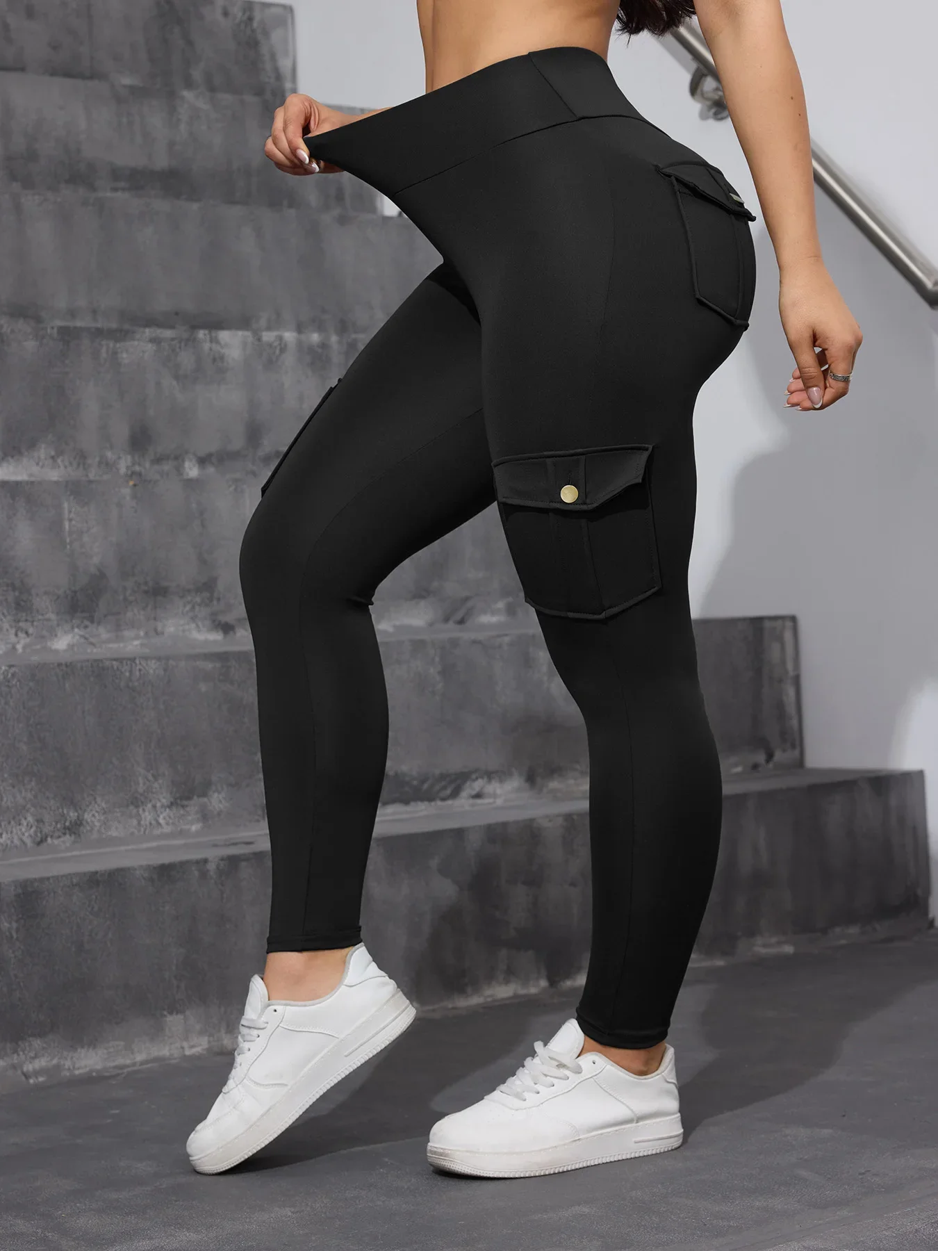 SVOKOR Tasca diagonale Cargo Leggings da donna Vita alta Butt Lift Collant da allenamento Leggings fitness senza cuciture Abbigliamento sportivo