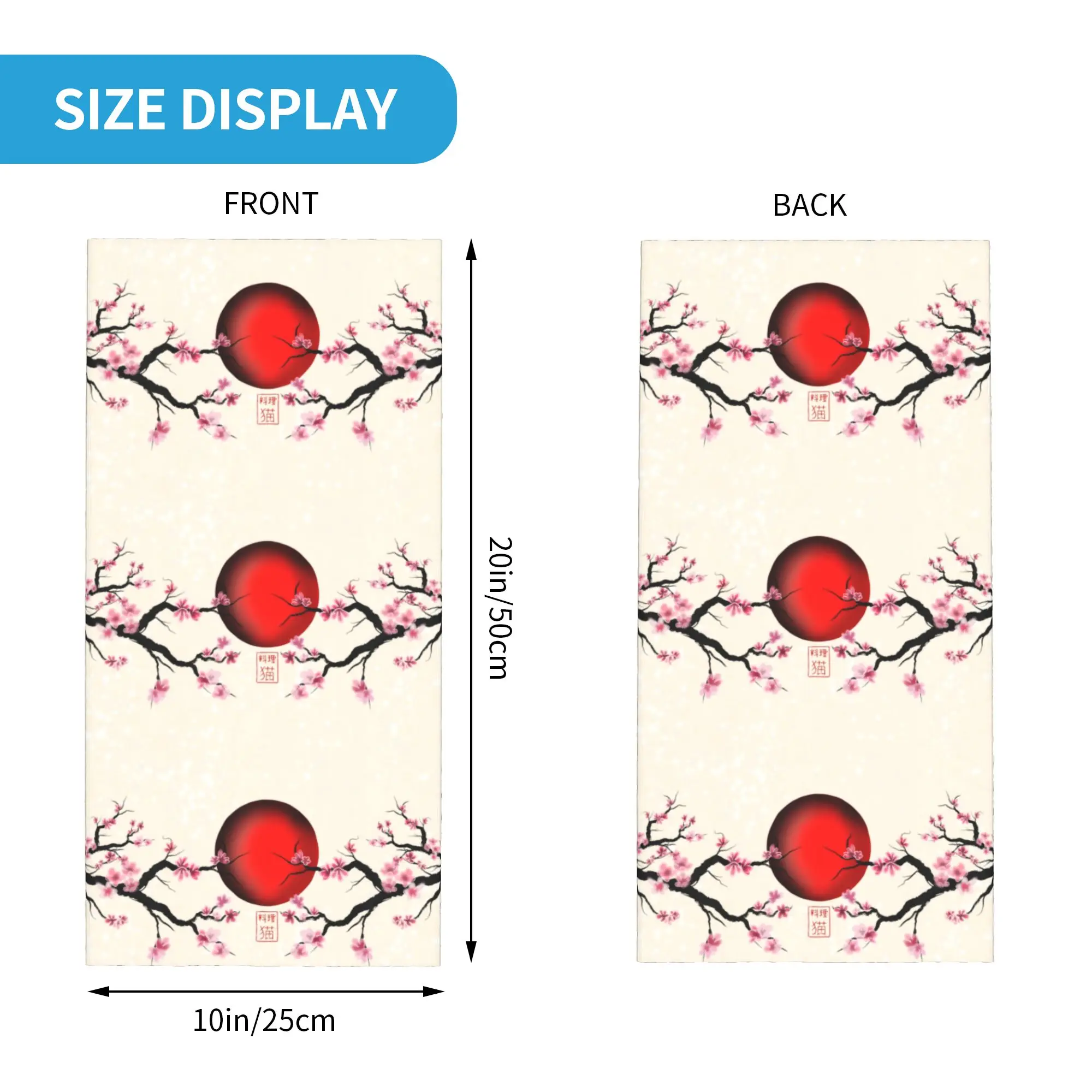 Japan Sakura Cherry Blossoms With a Red Rising Sun Bandana Neck Gaiter Windproof Face Scarf Cover Flower Headband Tube Balaclava