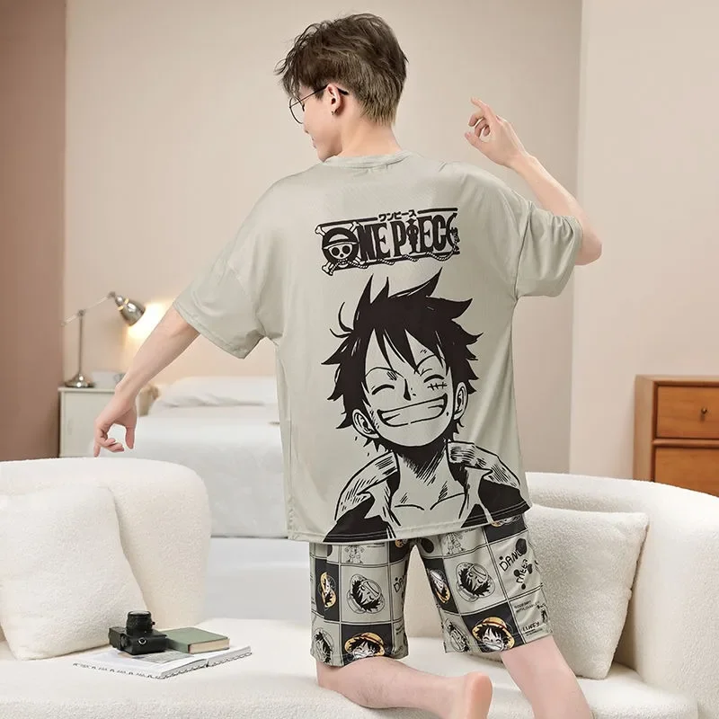 

Anime One Piece Luffy Pajama Set Soft Comfortable Man Women Sleepwear Cotton Loose Pyjama Suit Loose Home Clothes birthday gifts