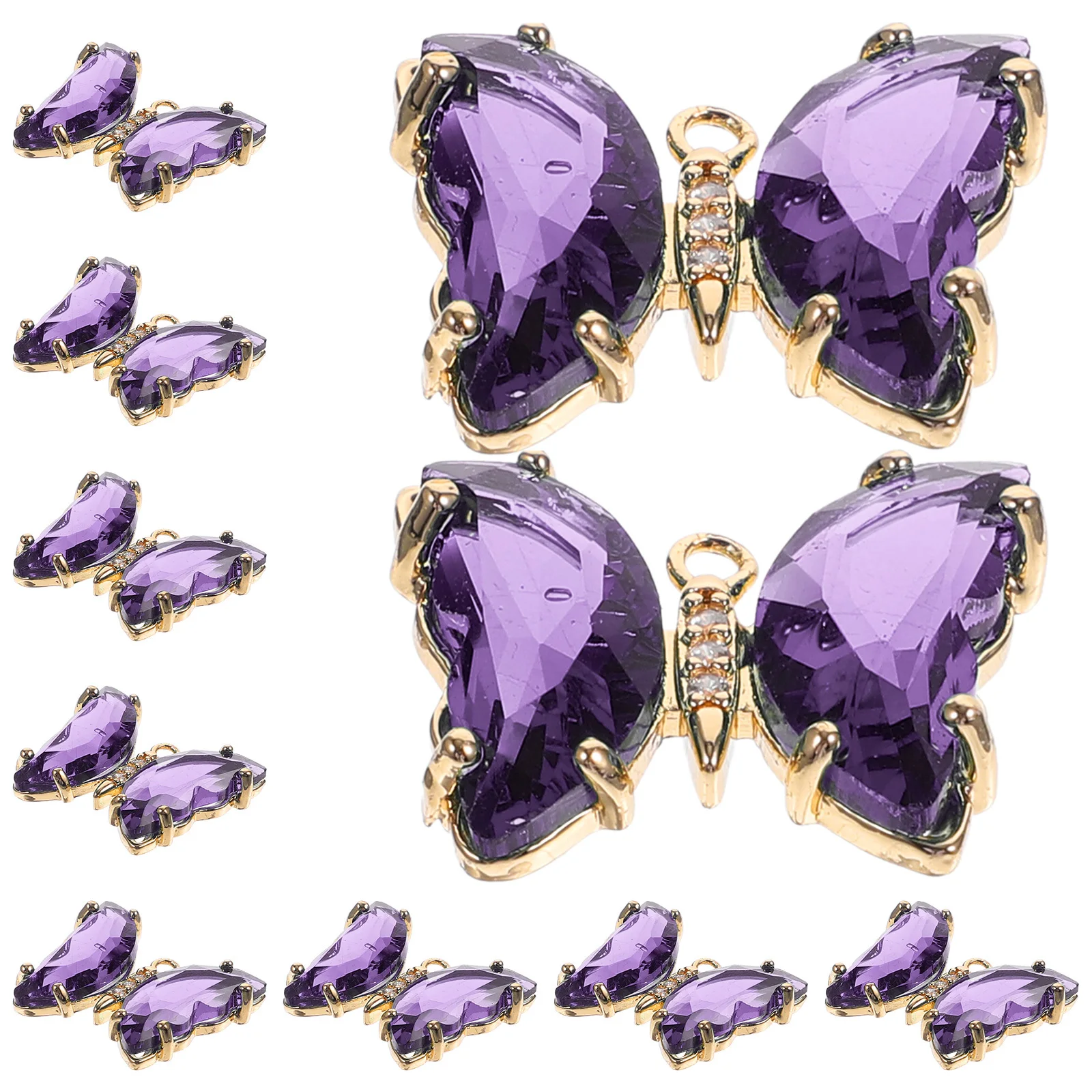 

10Pcs Crystal Glass Butterfly Pendants Necklace Charms Unique Beads for DIY Ornaments and Crafts Butterfly Charms