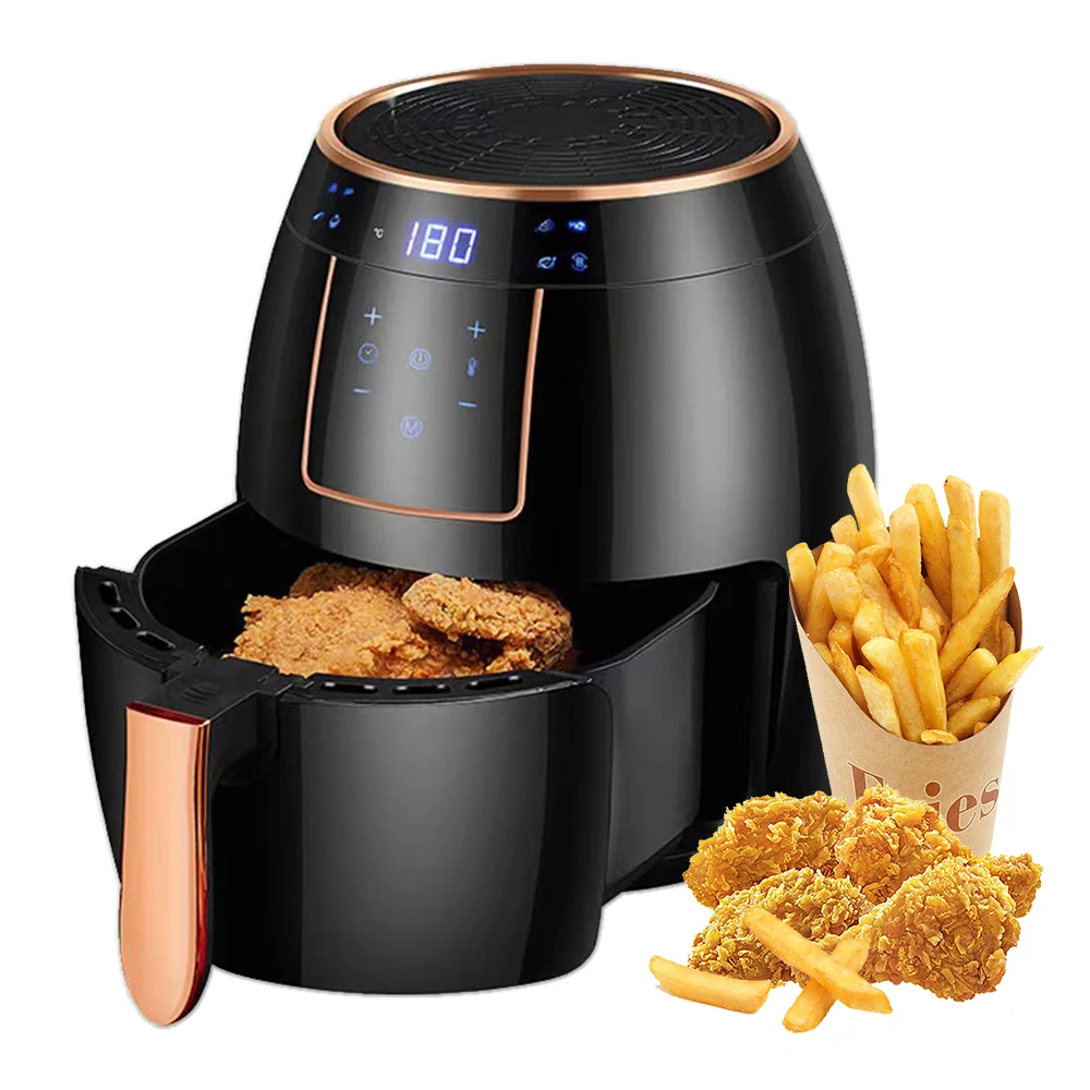 Air Fryer 5.5L Household Large Capacity 1300W Big Firepower Timing Touch Screen LCD Electric Air Fryer with Bakeware