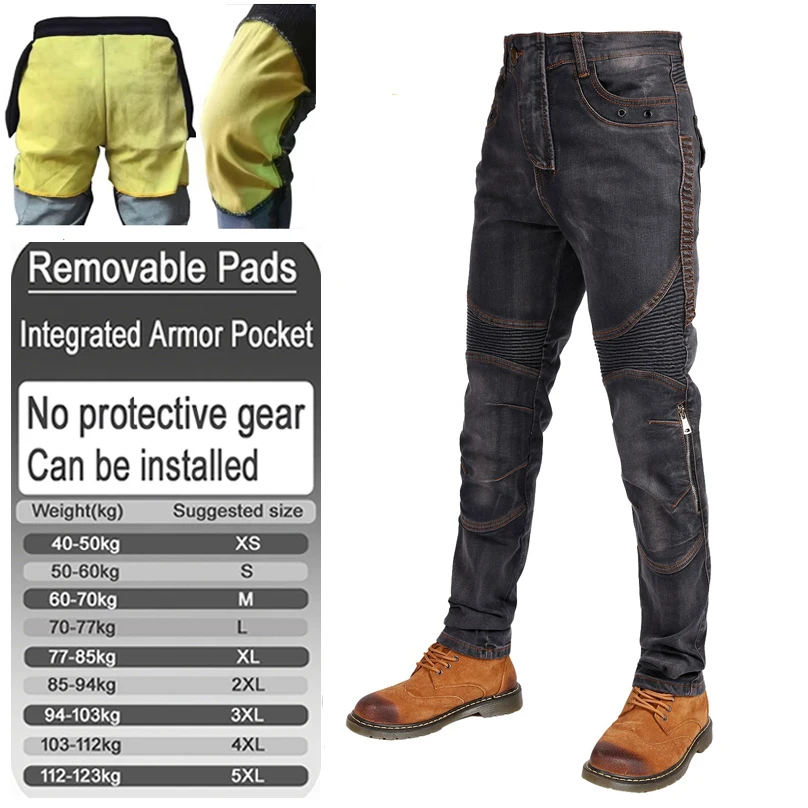 Kevlar Motorcycle Jeans Aramid Trousers for Men Women Motocross Riding Pants with Armor Pockets Armor Not Included 03