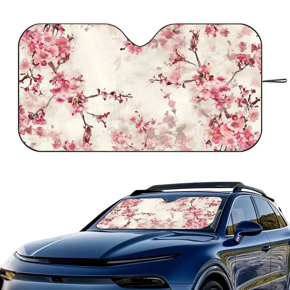 

Japanese Cherry Blossom Car SunShade Windshield Foldable Three-layer Insulation Sunshade By Suction Cup Blocks UV Rays Sun