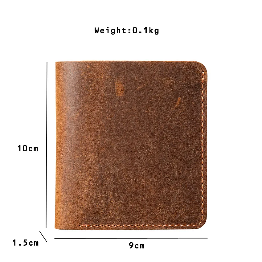 Genuine Leather Wallet for Men Slim RFID Card Holder Purse Durable Vintage Crazy Horse Leather Man Credit Card Wallet Money Clip