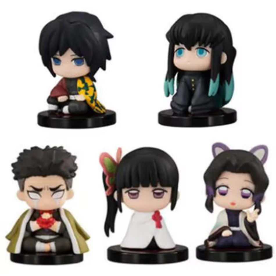 

5-15 шт. Q версия Demon Slayer сидящая кукла-призрак Tanjiro Nidouzi Inosuke Zenizu игрушка фигурка ПВХ модель подарок