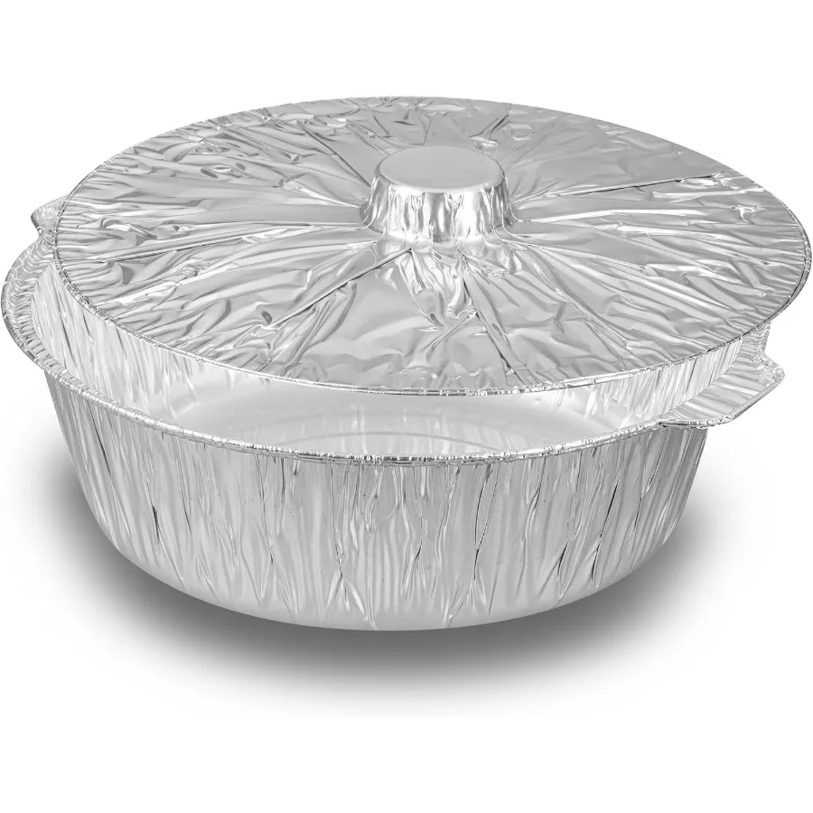 

Противни и крышки из фольги Lux на 8,5 литра, 10 одноразовых кастрюль с крышками — готовые к духову, совместимые с печью, формы для выпечки из алюминиевой фольги, Freeza