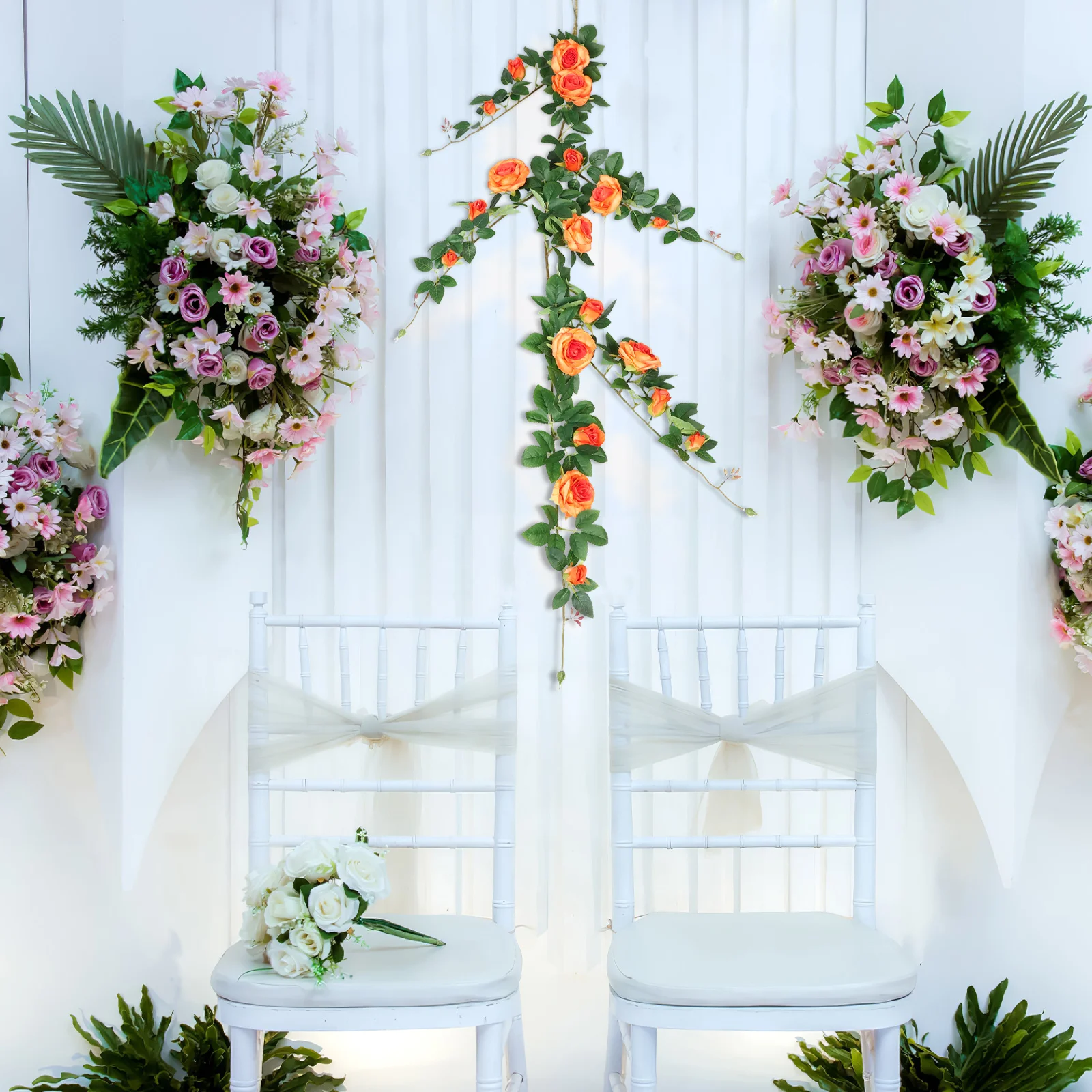 

Simulation Rose Vines Artificial Flowers for Wall Decor Pipeline Arch Wedding Ceremony