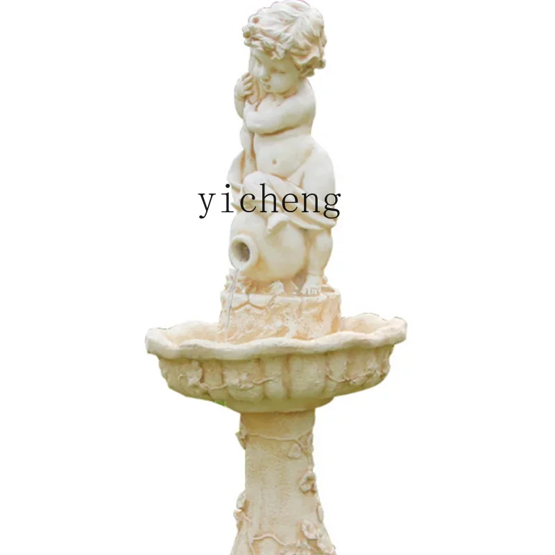 ZF Angel Flowing Water Furnishings Figure Sculpture Waterscape Fish Pond Fountain Decorative Creative Ornaments