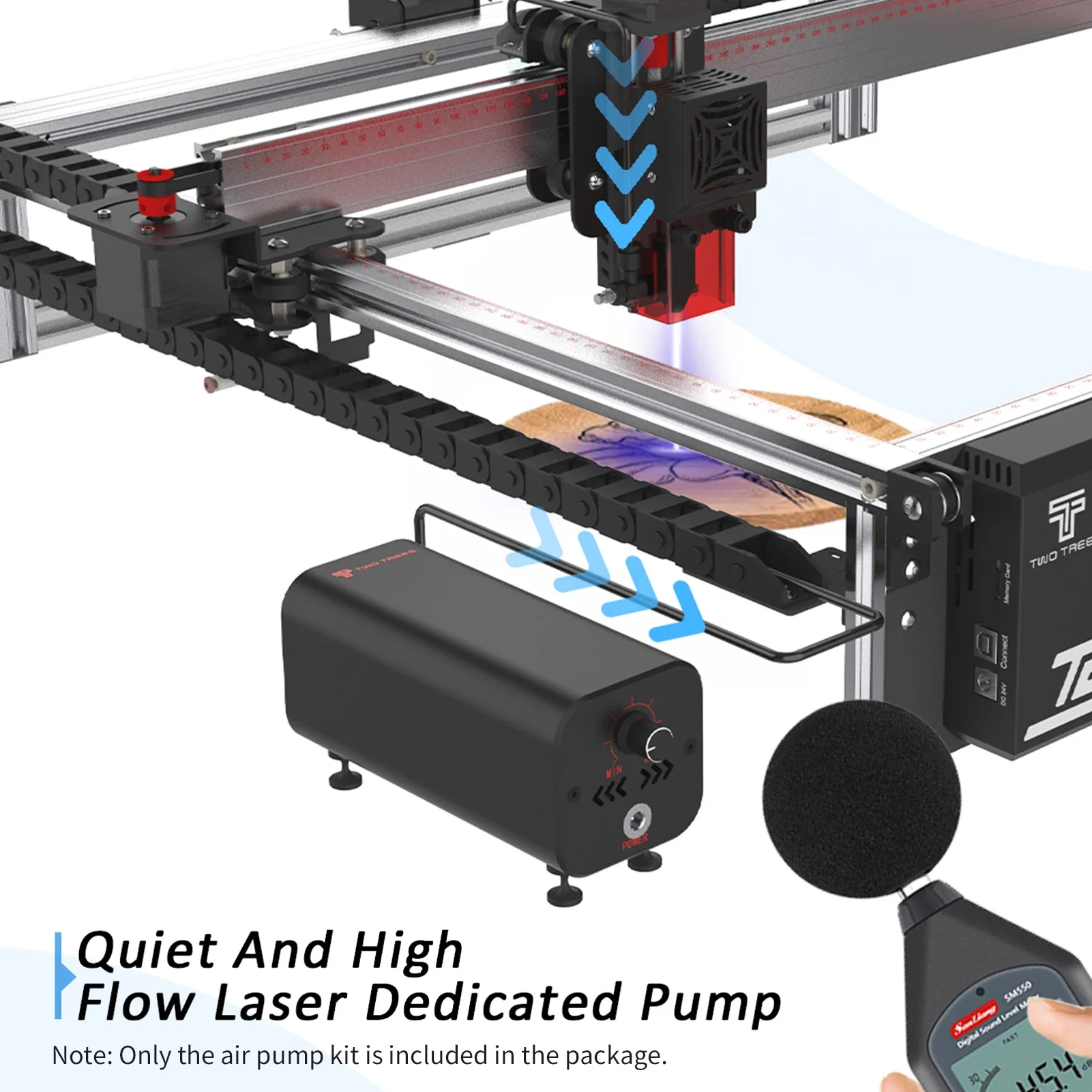 TWO TREE Air Assist High Speed Air Pump Adjustable Airflow Compatible with Laser Engravers TWOTREES TS2/Totem S/TTS-55/Sculpfun