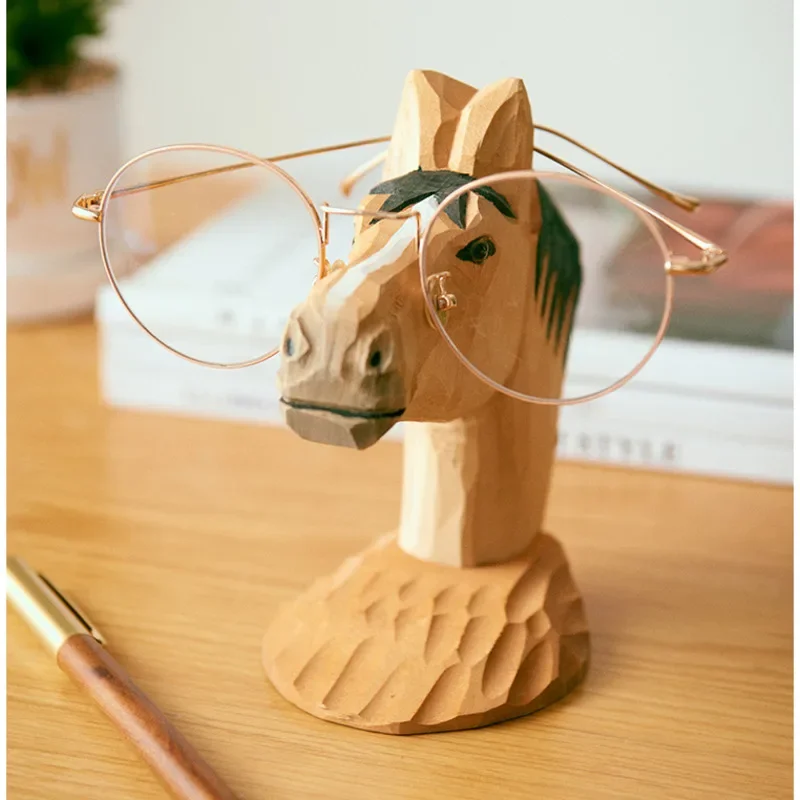 Creative Cute Storage Racks Solid Wood Sculpture Simulated Animals Card Slot Design Glasses Holder Office Desktop Display Stand