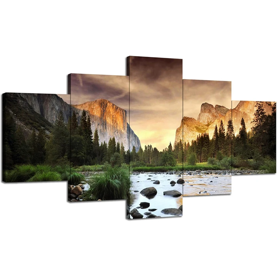 5D mosaic Mountain Landscape Wall Decoration California diamond painting kit Yosemite National Park 5 pcs American Countryside