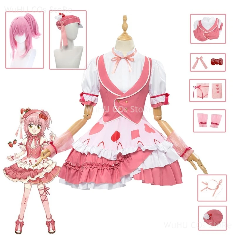 Anime Shugo Chara Cosplay Woman Hinamori Amu Cosplay Costume Wig Pink Lolite Dress Women Girls Halloween Party Roleplay Suit