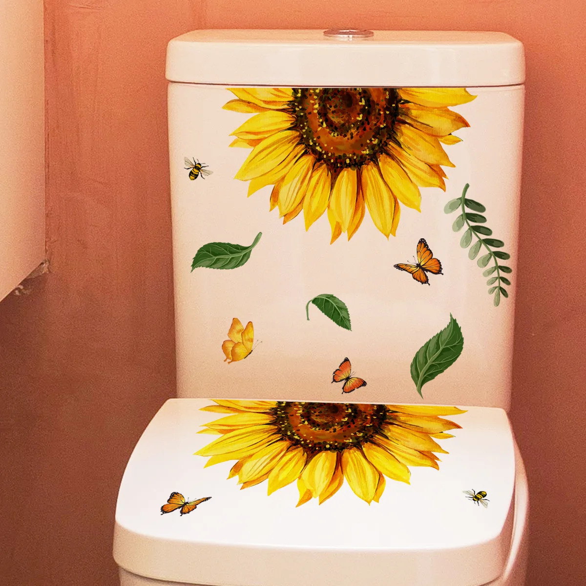 30x40cm Cartoon Sunflower Flower Plant Butterfly Wall Decal Removable Wall Sticker Toilet Bedroom Living Room Study Home Decor