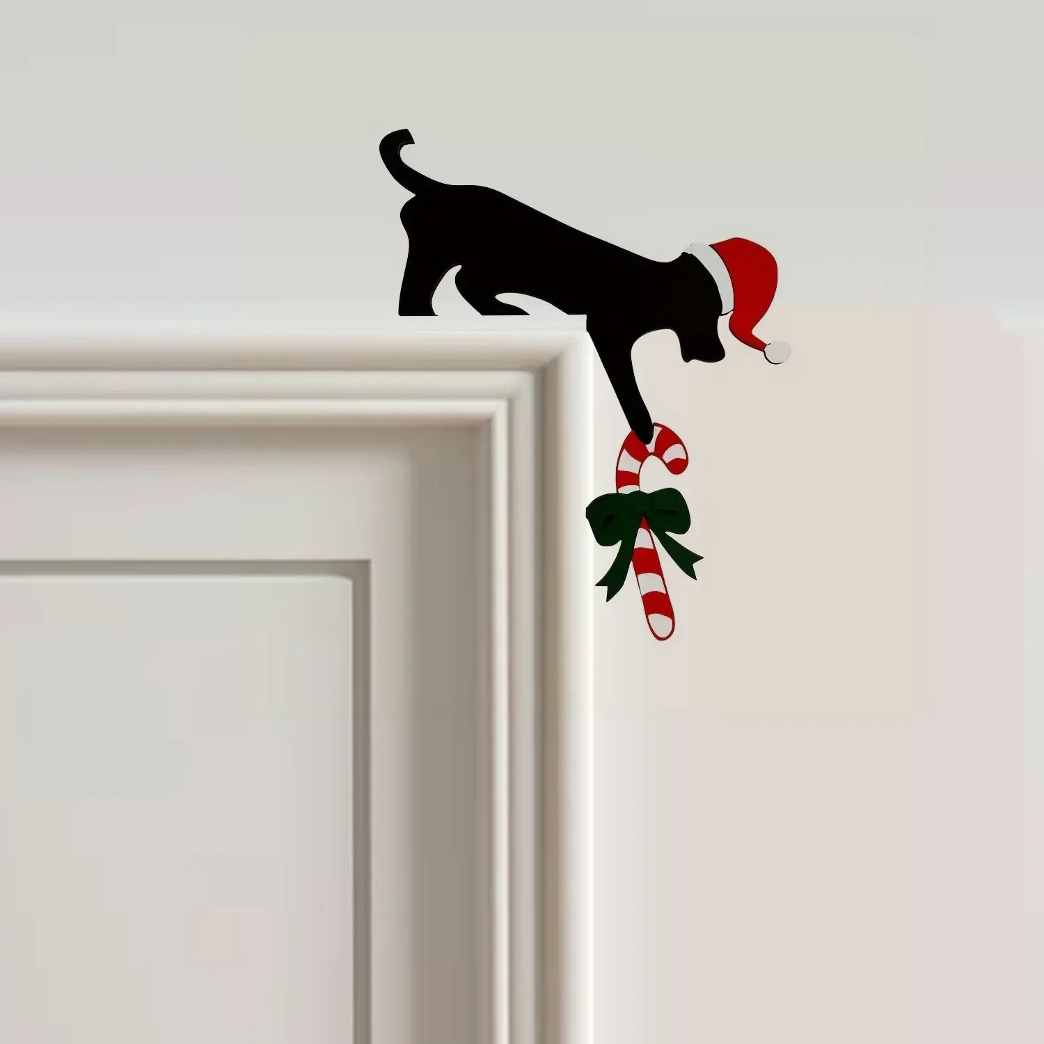 Fascinating Dog Shaped Christmas Door Corner Adornment – Rustic Faux, Intriguing for Holiday Vibe and Party Decoration