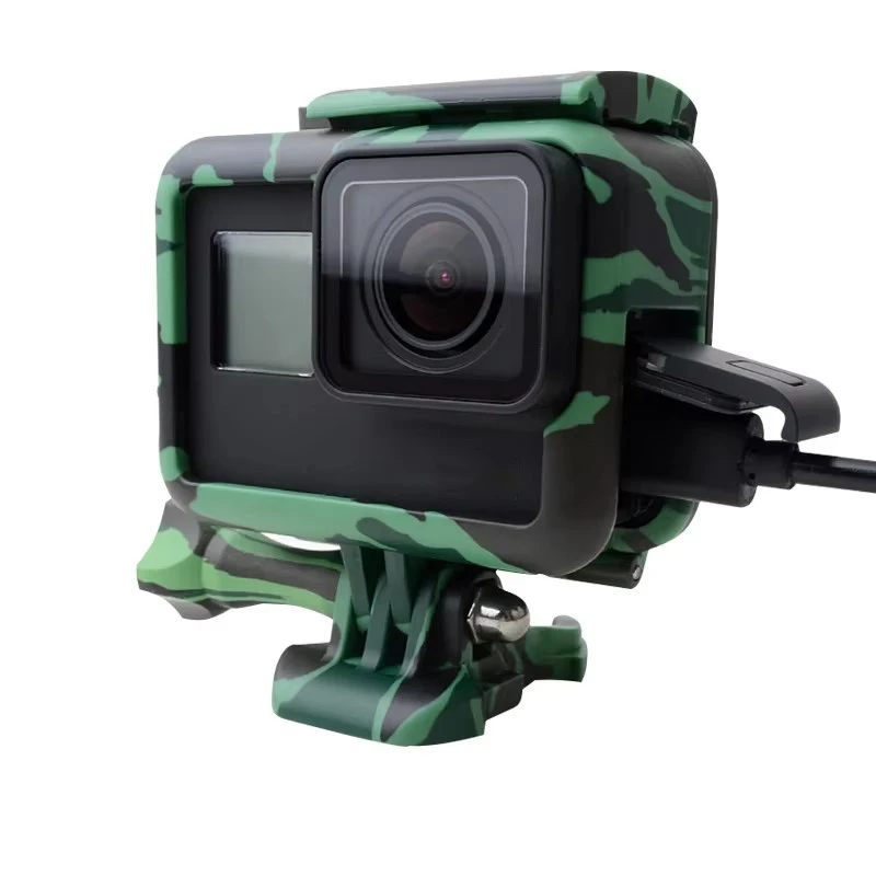 สําหรับ Gopro กรอบกรณี Shell Protector กองทัพสีเขียว + Lone สกรู + ฐานสําหรับ Go Pro Hero 5 6 7 สีดําอุปกรณ์เสริมใหม่