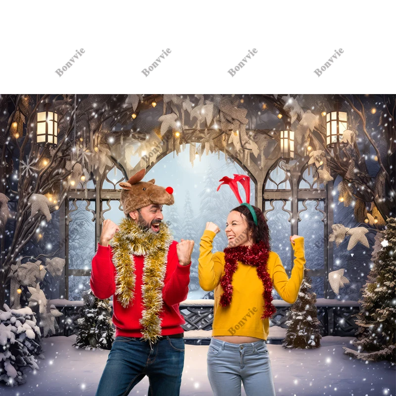 Bonvvie Christmas Photography Background Xams Tree Fireplace Family Happy Party Decor Backdrop Portrait Photocall Studio Props