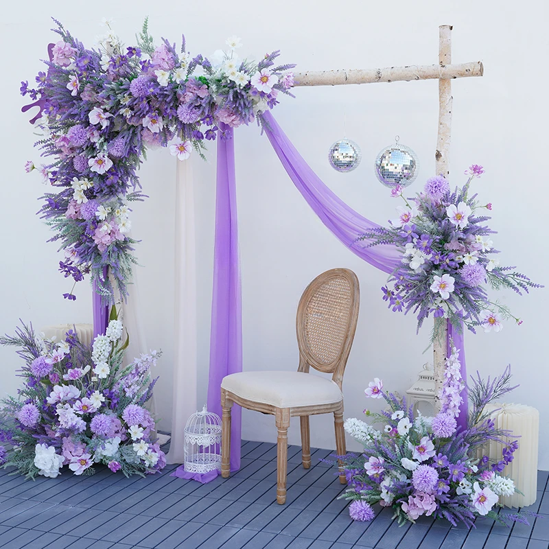 Lavender Purple Artificial Flowers Wedding Background Decoration Arch Flower Arrangement Corner Flower Party Props Home Decor