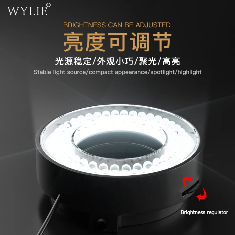 WYLIE Adjustable 6500-7000K 72  LED Ring Light illuminator Lamp Industry Stereo Microscope Camera Magnifier Supplementary Source