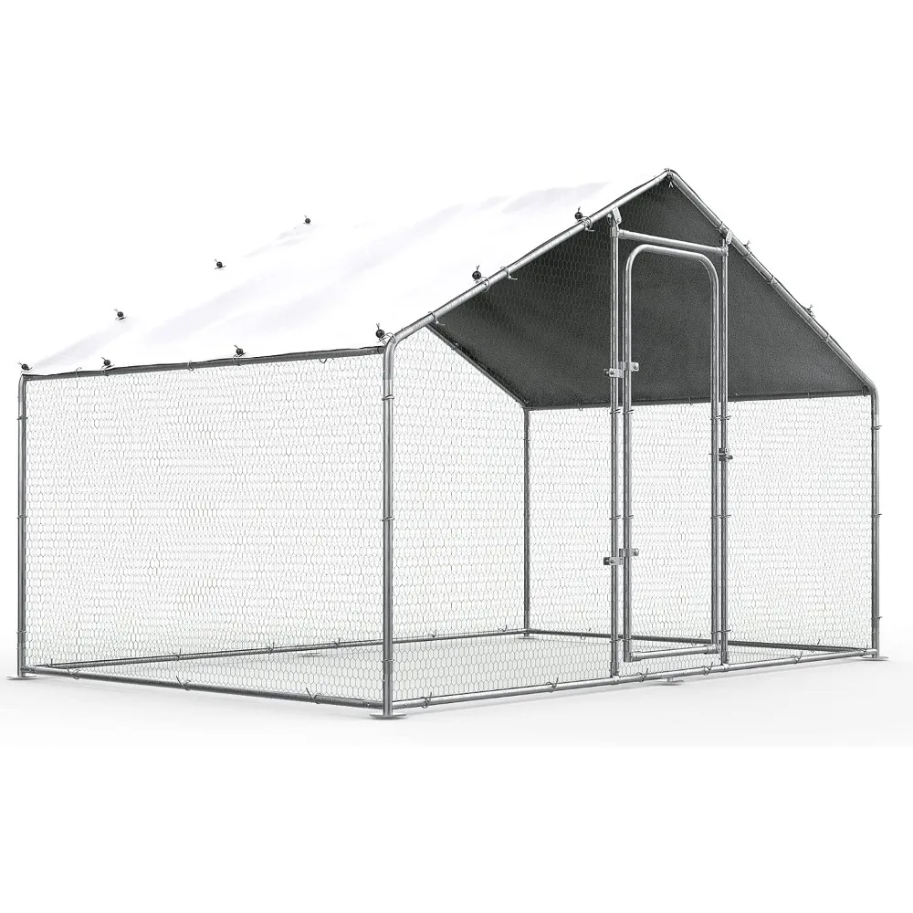 

Chicken Coop, Chicken Pen/Cage Outdoor Walk-in Chicken House Heavy Duty Poultry Cage with Waterproof and UV Cover for Farm Use