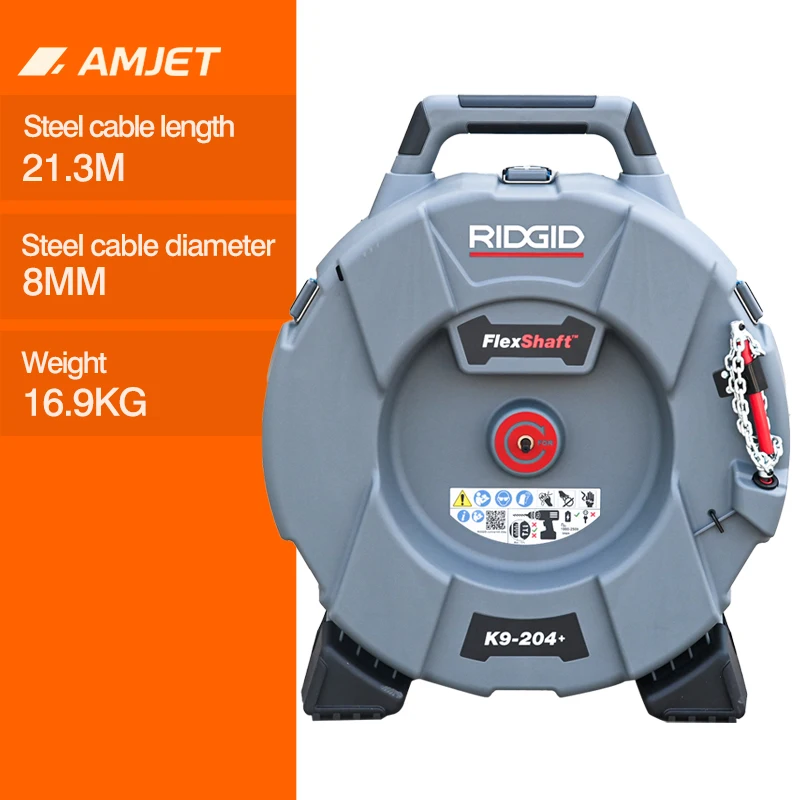 

Трубопромывочная машина RIDGID K9-204 FlexShaft с гибким валом 21,3 метра и 3-цепным наконечником для прочистки трубопроводов в быту